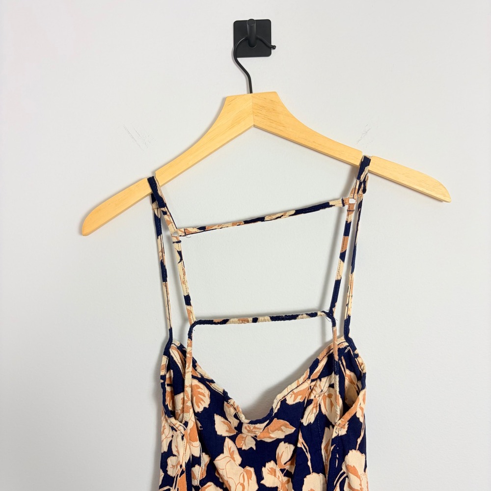 Free People Intimately Bring it Back Floral Open Back Mini Dress Navy Size Large - Picture 9 of 9